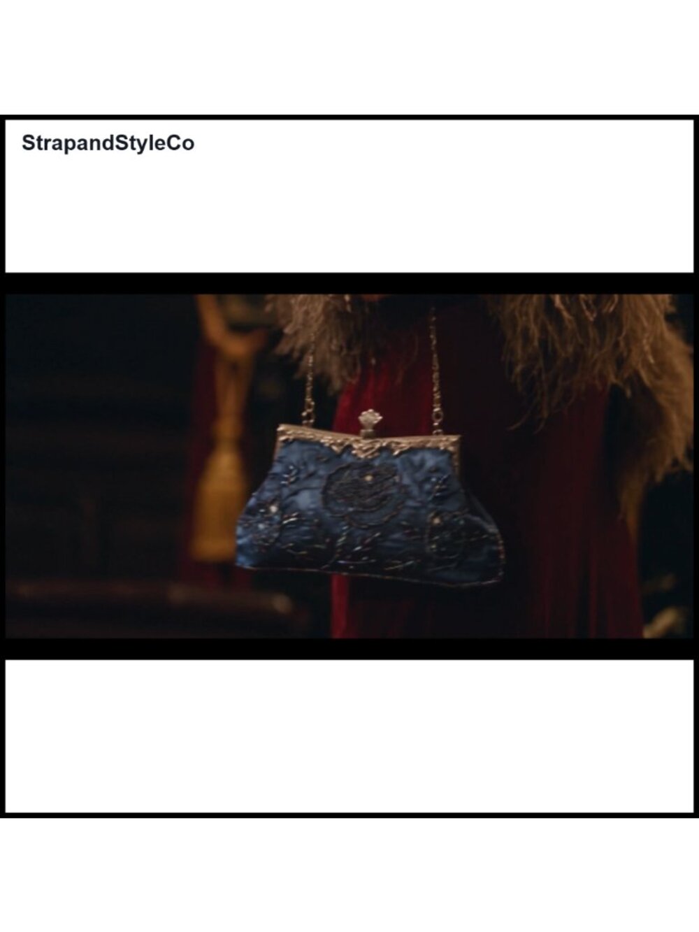 Embroidered Beaded Clutch Evening Bag with Chain Crossbody - Picture 6 of 6
